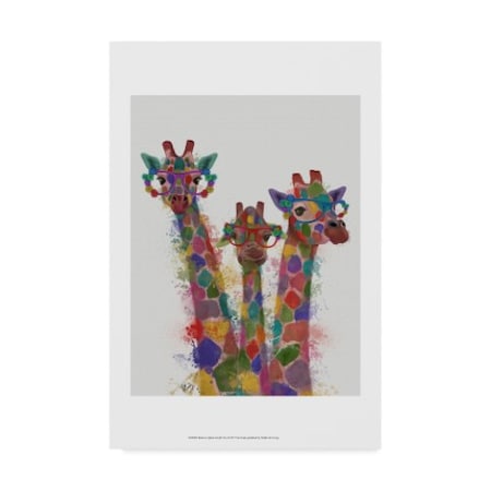 Fab Funky 'Rainbow Splash Giraffe Trio' Canvas Art,16x24
